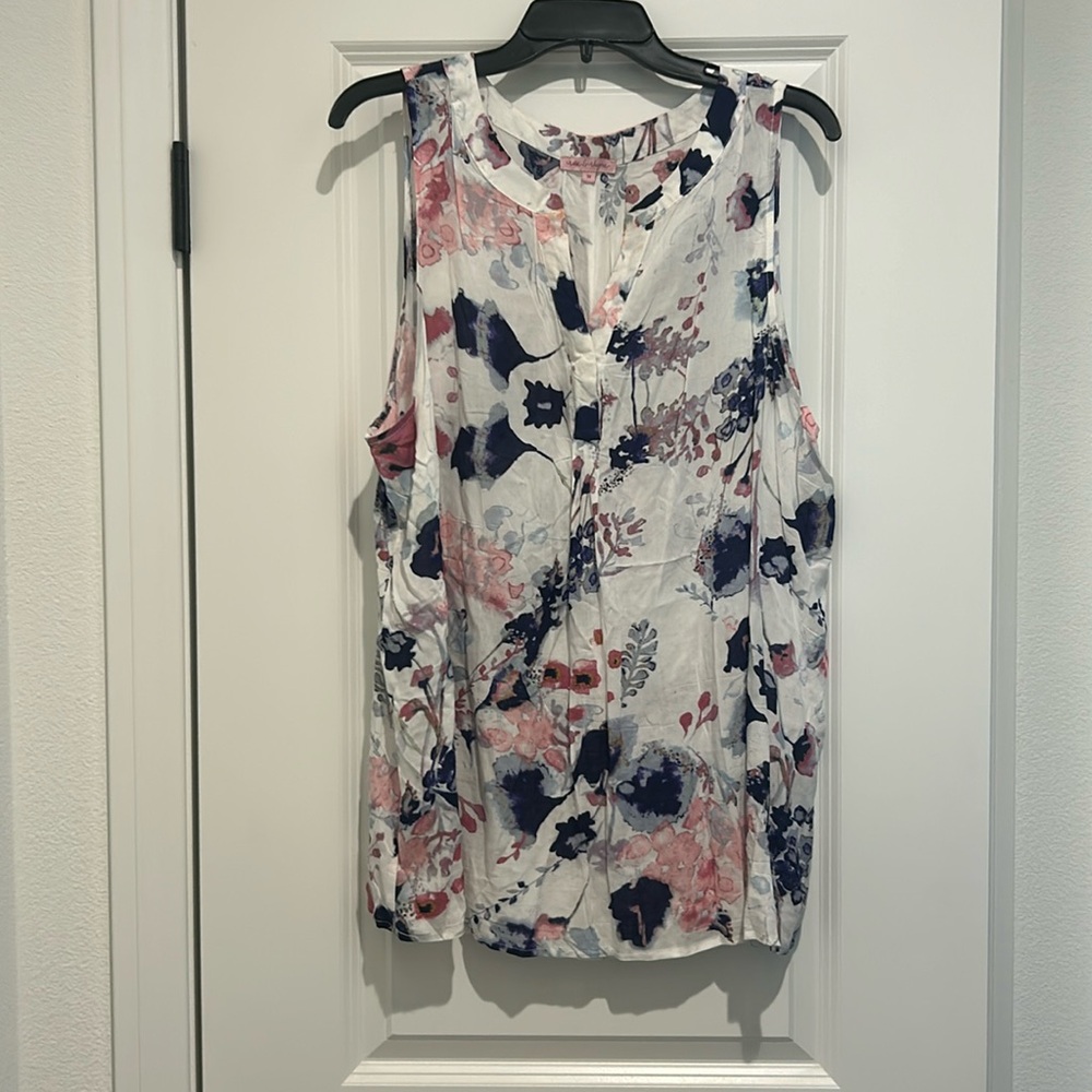 Rose & Rhyme floral print sleeveless women’s blouse